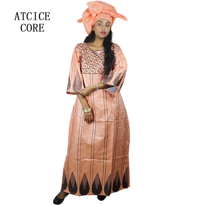100% Katoen Afrikaanse Jurken Voor Vrouwen Mode Dashiki Afrikaanse Bazin Riche Borduren Kleding 101 #