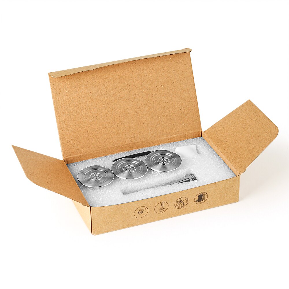 Eco Friendly Packing Box Refillable Capsule For Nespresso Reusable Satinless Steel Crema Maker Reusable Pod: 3Capsules 1Tamper