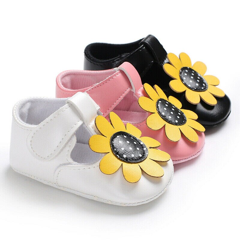 Baby Zomer Schoenen Kleding Pasgeboren Baby Meisje Lederen Schoenen Zonnebloemen Leuke Zachte Schoenen Ademend Klompen