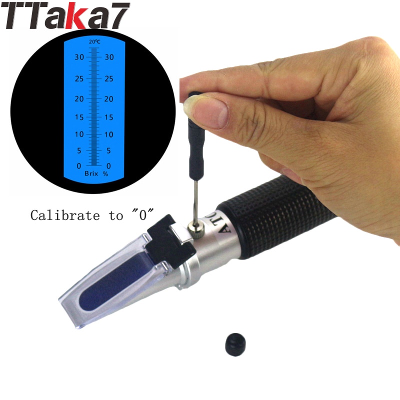 Refractómetro portátil de azúcar TTAKA7, refractómetro Brix, utensilios ópticos refractómetro ATC, probador de Brix 0-32%, sin venta al minorista