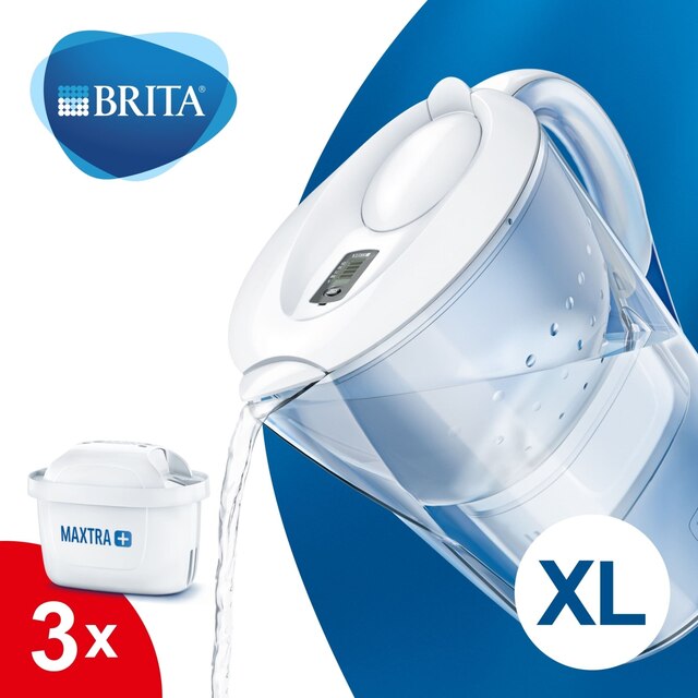 Brita Marella XL Cool Water Filter Jug and Cartridges Starter Pack, White-Blue: White