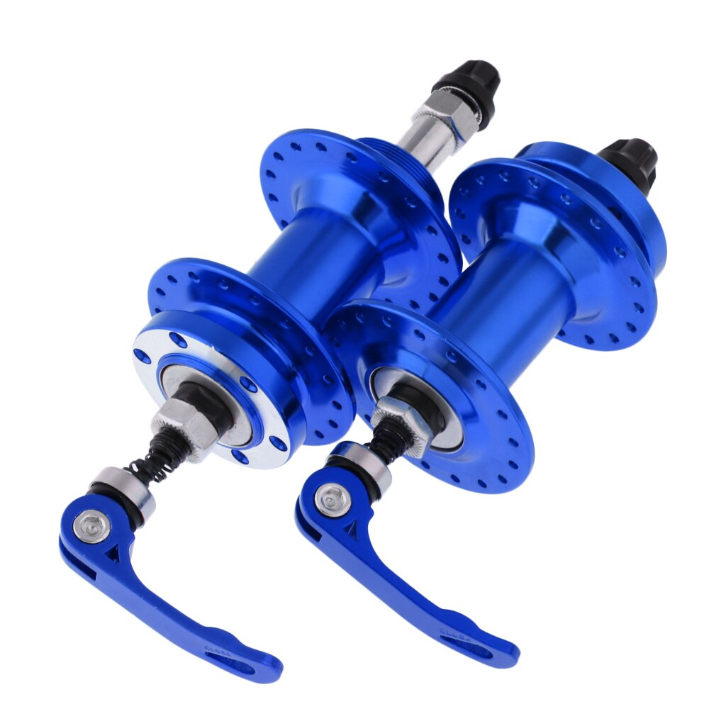 36H Aluminium Mtb Weg Mountainbike Hubs Set Disc Lager Voor Achter Hub Met Quick Release Hendel Spiesjes fiets Onderdelen: Blue