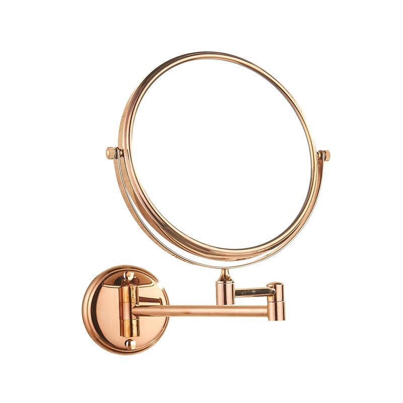 Guld bad spejl zoom makeup spejl badeværelse tilbehør vægforstørrelse dobbelt arm forlænger 8 tommer: Rose guld