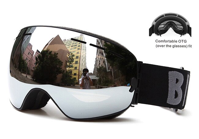 Ski Goggles Double Layer Anti-fog Windproof Dustproof Ski Eye-protection Goggles Goggles Cocker Myopia Glasses: Snow3107 Silver plated