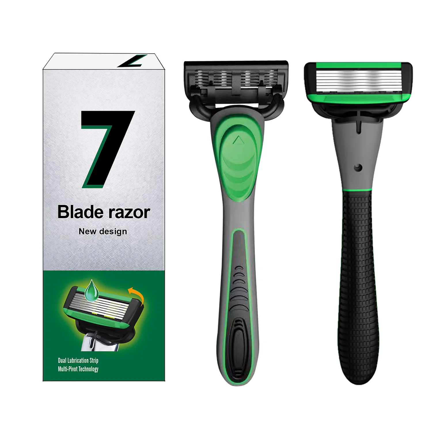 Handmatige scheermesset voor heren, 7-laags scheermes, mes met vervangbare mesjes, geen huidbeschadiging, mesjescheerapparaat, ontharing, mannen