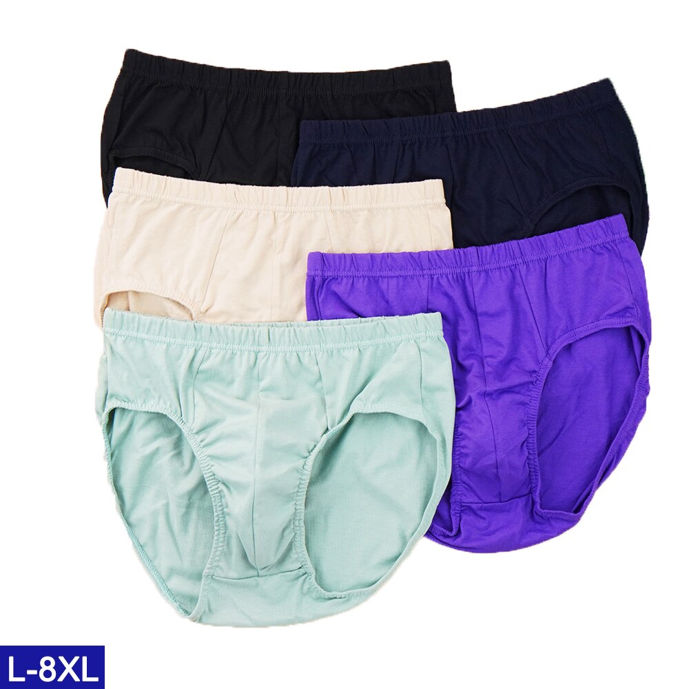 5Pcs/Lot Cotton Man&#39;s Briefs Older Underpants Comfortable High-Rise Loose Homme Underwear Large Size 6XL 7XL 8XL: L