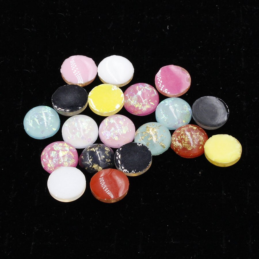 12 mm 50 stk flatback harpiks opal sten prikket runde rhinestones cabochons perler flad ryg harpiks til gør-det-selv øreringe/hårdekoration