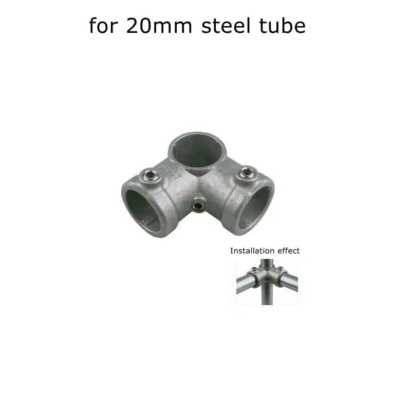 Conector de aleación de aluminio, Base en T de codo, accesorio plano tridimensional, sujetador de conexión, piezas de estante de tubo de acero de 20mm: Plata