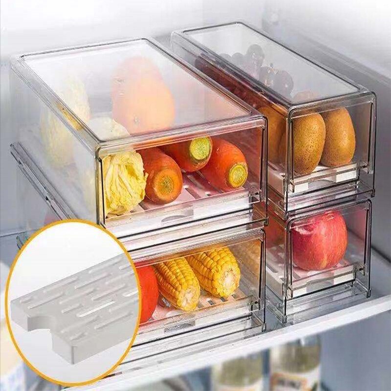 Kitchen Refrigerator Transparent Organizer Compartment Refrigerator Drawer Organizer Large Fruit Storage Bin Kitchen Items