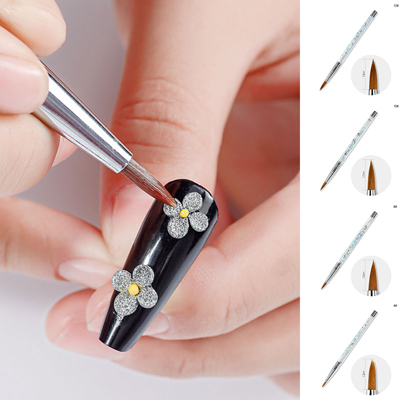 Acrylic Nail Brush UV Gel Carving Pen Flower Painting Brush Manicure NO.4/8/10/12/14 Nail Art Nail Drawing Pen Tools