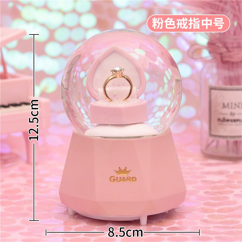 De proyección de cristal caja de música con forma de bola de cristal música copo de nieve carrusel chica de Cumpleaños globo de nieve: C