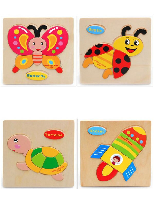 Kids Classic Wooden Cartoon Animals 3d Puzzles 4 P Vicedeal