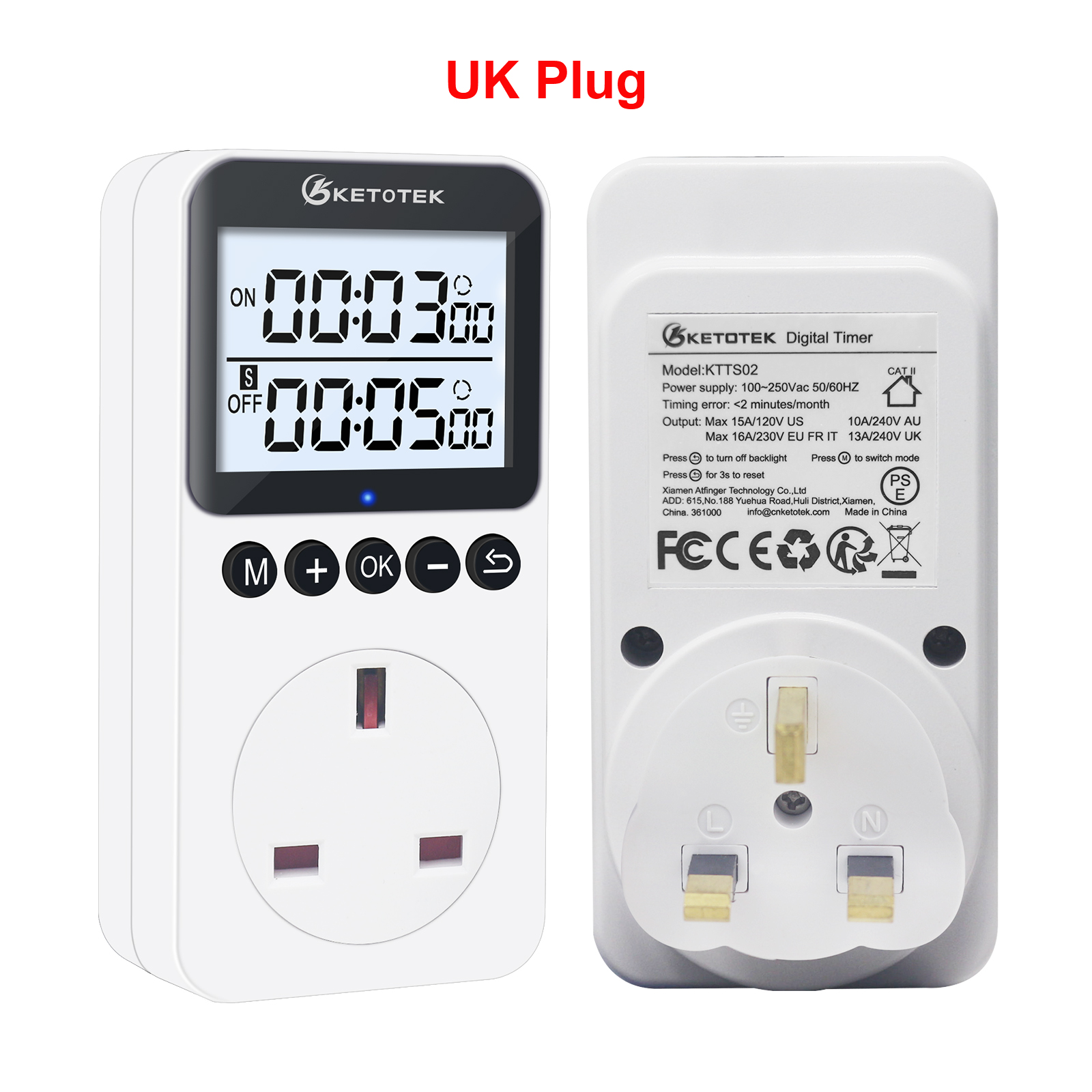 Digital Timer Switch Socket Kitchen Timer Outlet Programmable Timing Socket Control 220V EU US UK Plug With Backlight: Orange