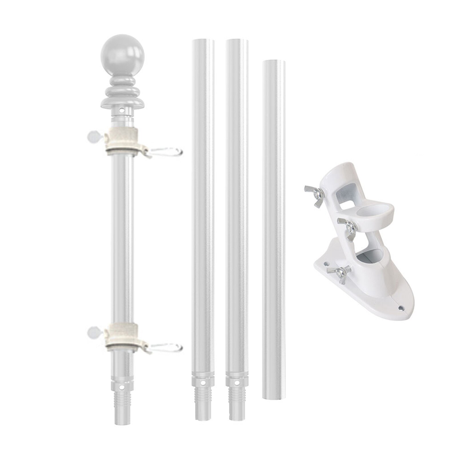 Flag Pole Kit Outdoor Yard Aluminum Alloy Patio Multifunction Parade Street Adjustable Length For Garden With Bracket Durable