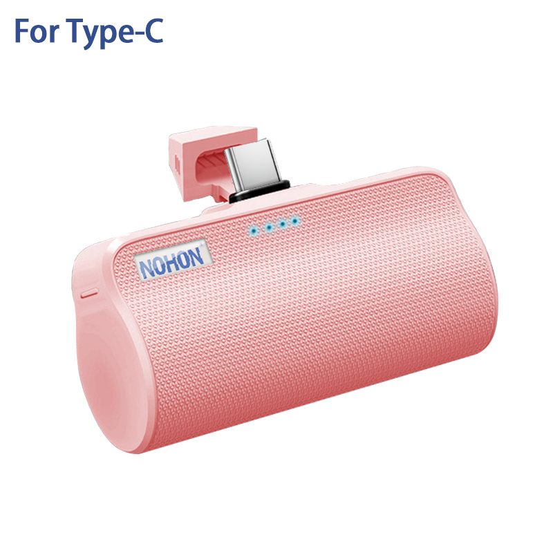 NOHON-Banco de energía para iPhone, Xiaomi, Samsung y Huawei, interfaz Micro tipo C de Apple, cargador de batería externo portátil de 3000mAh: Pink For Type-C