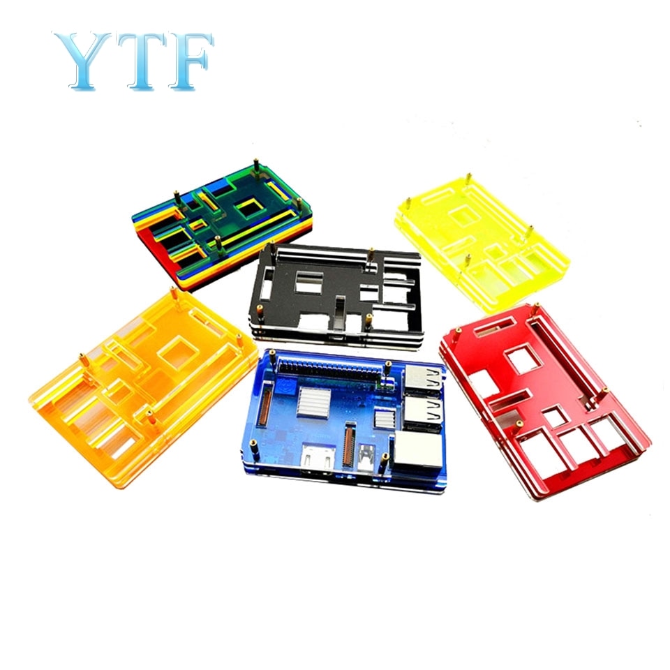 Coque raspberry  pi 3 b+  plus génération, coque 5 couches, couleur jaune, noir, bleu, orange, rouge, envoi avec dissipateur thermique