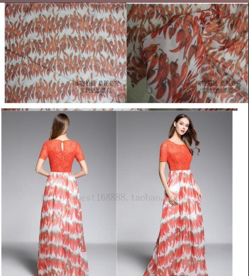 Chiffon fabric Spring and summer printed dress fabric: 32