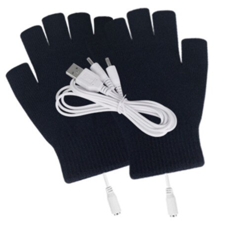 Unisex vinter varmere usb opvarmede handsker termisk hånd varmere elektriske varmehandsker: Sort