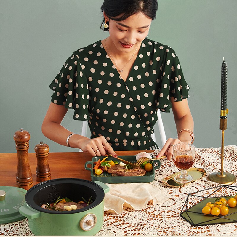 220V Small Pumpkin Electric Wok Home Multi-function Dormitory Small Electric Cooker Cooking Rice Cooking One Pot Electric Cooker