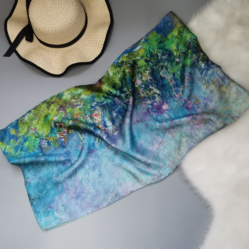 Foulard Poncho en soie pour femmes et hommes | Écharpe 100% en soie véritable, écharpes de de luxe et de styliste: green