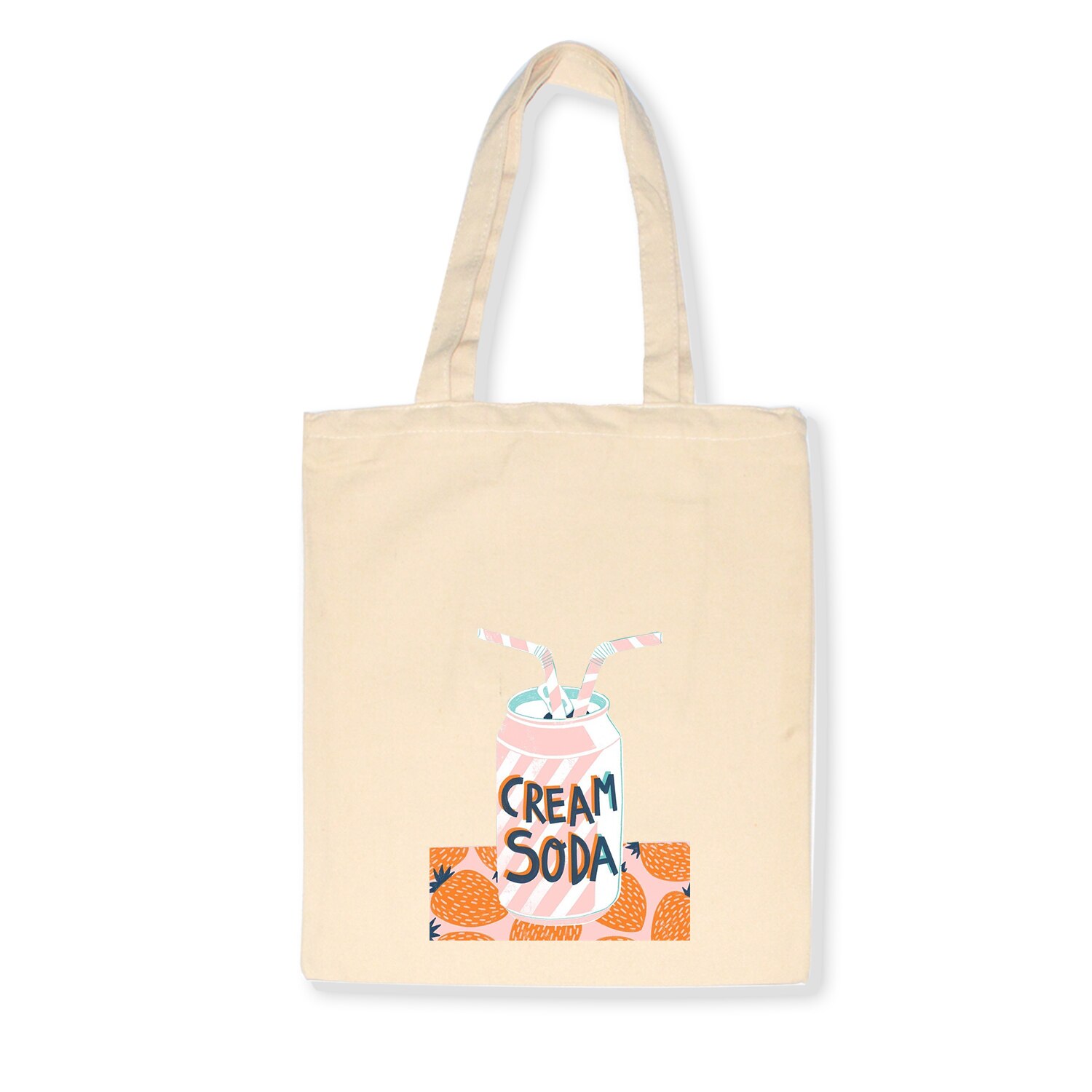 Eenvoudige Print Patroon Boodschappentas Zonder Voering Vrouwen Casual Katoenen Canvas Winkelen Schoudertassen Tassen Eco Herbruikbare: R326BEIGE