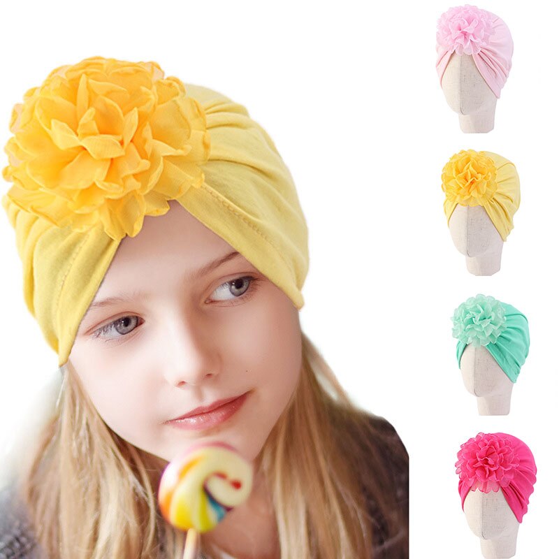2-6 år børnetørklæde kasket baby hår tilbehør sød chiffon blomst turban kasket forår efterår beanie blød hat