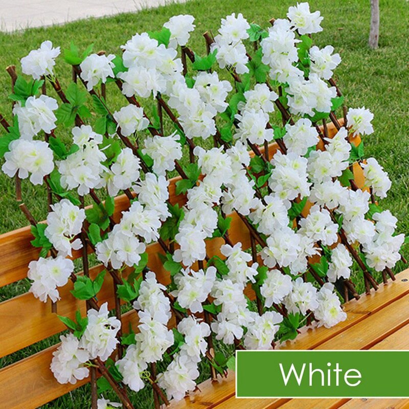 Garden Fence Willow Wooden Hedge with Artificial Flower Leaves Garden Decoration Sning Expanding Trellis