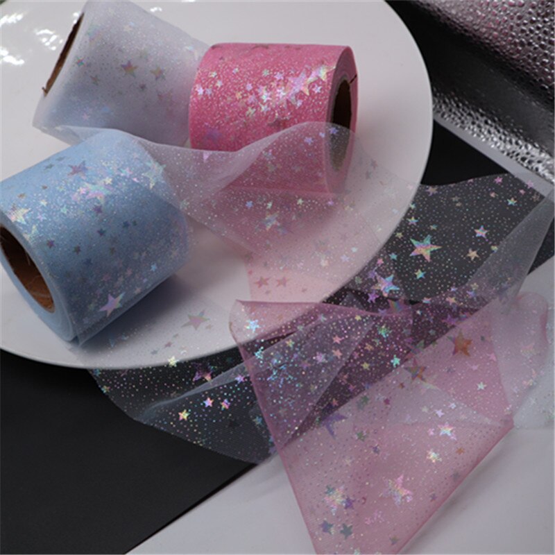 25 yard/rulle regnbue glitter tyl rulle pailletter krystal organza gennemsigtigt stof gør det selv håndværk tutu nederdel hjem bryllup dekoration