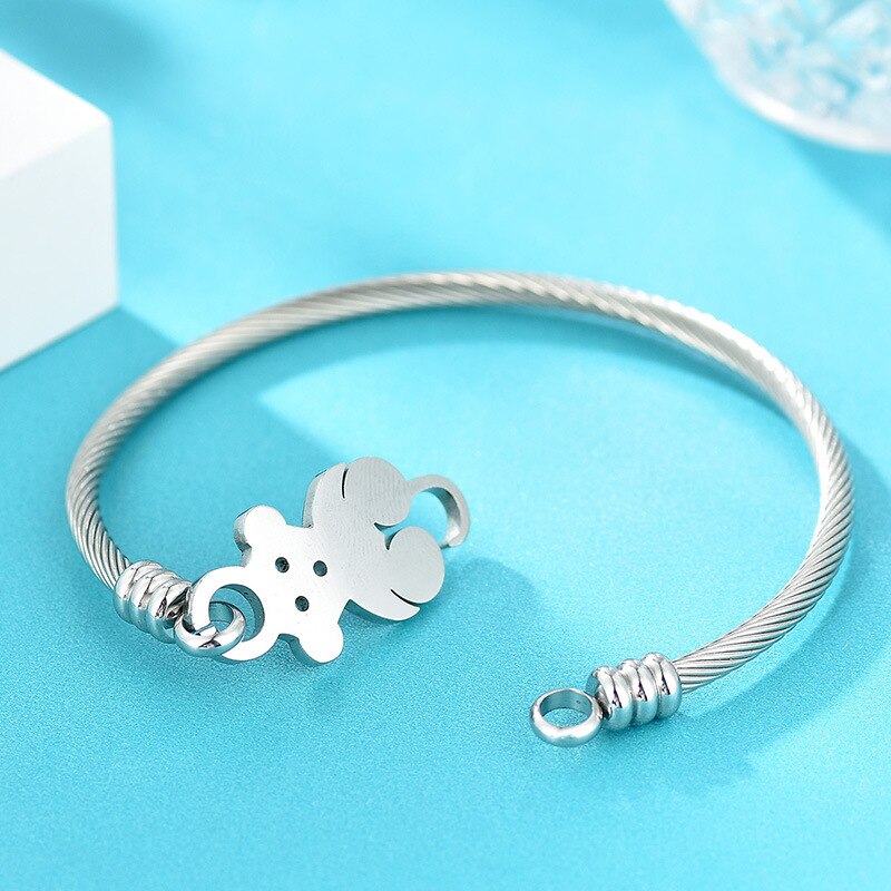 Korean Style Bear Titanium Steel Bracelet Adjustable Colorfast Men and Women Birthday Bracelet Stainless Steel Women