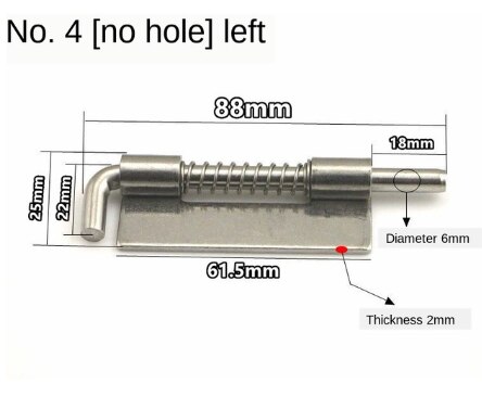 304 Stainless Steel loaded Hinge bisagras Security Spring bolt Barrel Latch for Industrial Welding Distribution Cabinet Hardware: 4-NO hole-L