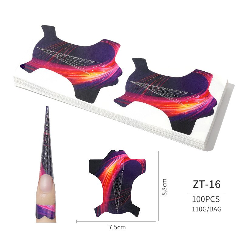 100 Pcs/Lot French Nail Form Tips Nail Extension Art Tools False Nails Art DIY Guide Forms Manicure Set Nail Forms Extension: 16