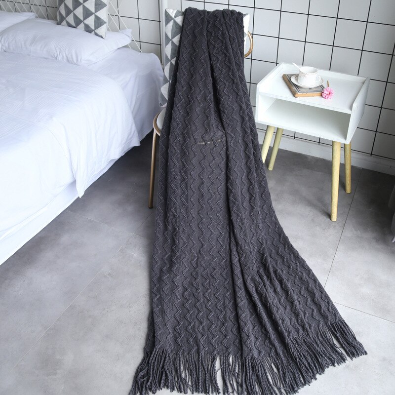 Sofa Werfen Faden Gestrickt Decke Bettdecke auf sterben Bett Sofa Gelb Plaid Streifen Reise TV Nickerchen Decken Sanft Heimat Dekor wandteppich: dunkel grau