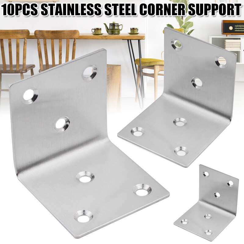 10pcs Stainless Steel 90 Degree Right Angle Brackets Fastener Corner Braces with Screws L Shape Joints Plate --M25