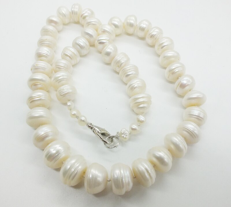 Freshwater pearls, black/white pearl necklace, huge Baroque pearls 12-14MM 18 inches.