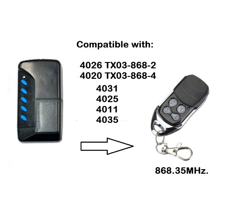 Garage Afstandsbediening Rolling Code 868 Mhz 4026 TX03-868-2 4020 TX03-868-4 Garagedeur Afstandsbediening 868.35 Mhz Afstandsbediening