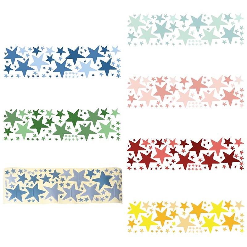 Colorful Stars Wall Stickers PVC Self-adhesive Removable Waterproof Wallpaper R66B