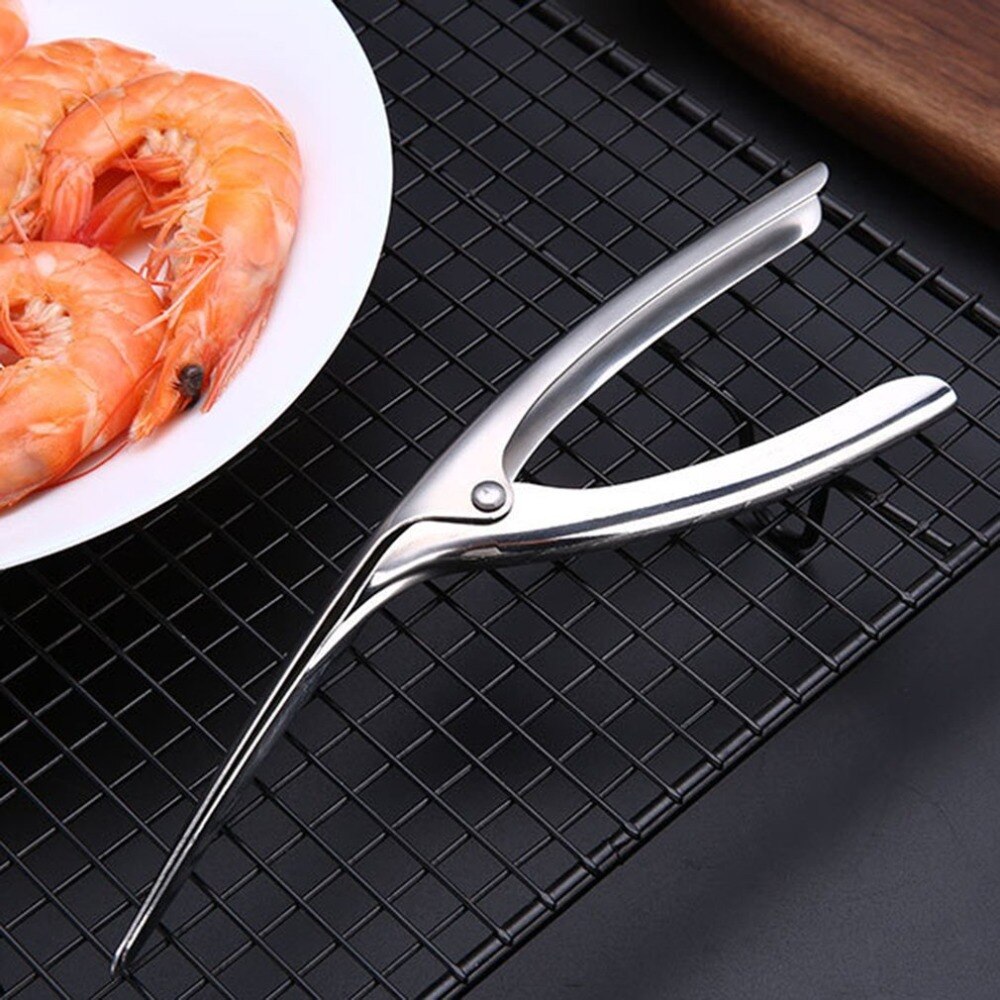 Portable Stainless Steel Prawn Peeler Shrimp Deveiner Peel Device Ergonomic Handle Kitchen Seafood Tools