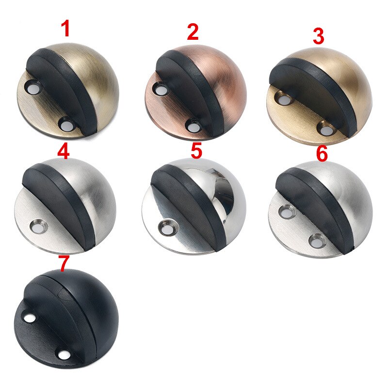 Floor-mounted Door Stops Stainless Steel Glass Door Rubber Semi-circular Anti-collision Punch Free Door Stop Wood Door Holder