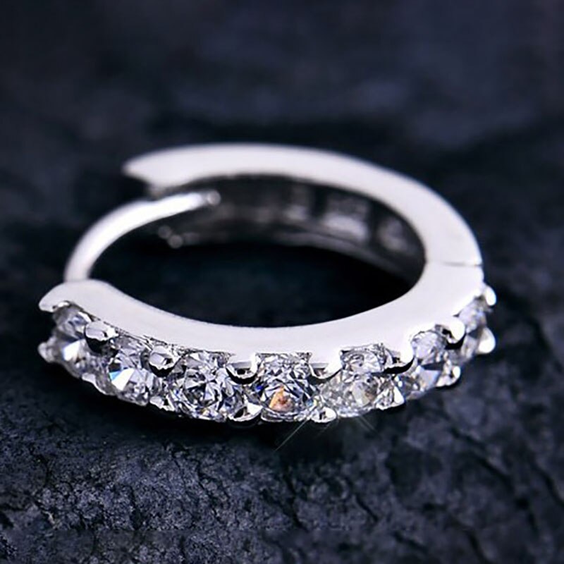 Foxanry Frizzante Singolo 925 Sterling Silver Orecchini Con Perno Per le donne Singola Fila Zircone Orecchino Dei Monili Del Partito Prevenire L'allergia