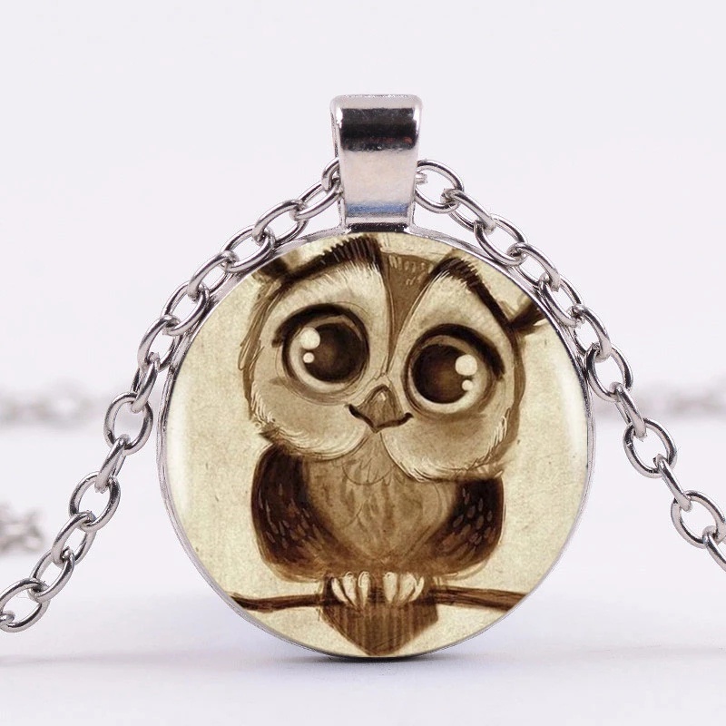 Leuke Uil Art Foto Sieraden Set Cabochon Glas Hanger Ketting Oorbel Armband Totaal 4 Stuks Voor Vrouwen Party