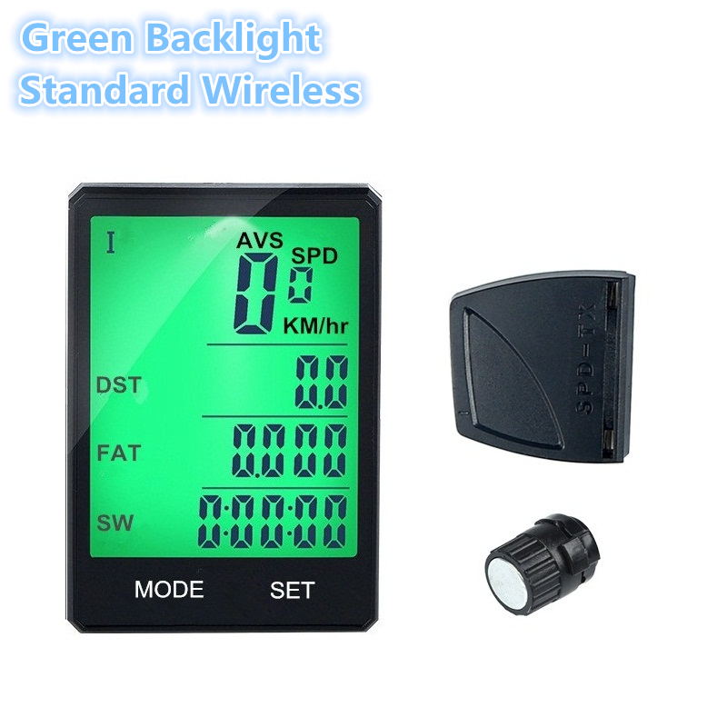 INBIKE Mountain Fiets Computer 2.8 Inch Groot Scherm Fiets Digitale Snelheidsmeter Waterdichte Draadloze Fietsen Meetbare Stopwatch: Green Wireless