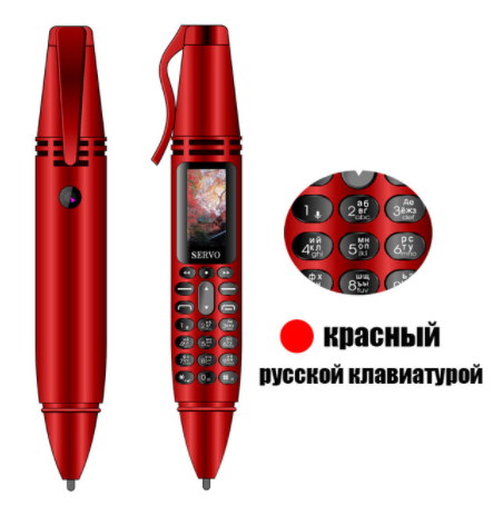 Tiny Screen Pen smallest mini Mobile phone Dual SIM Card Bluetooth Dialer Cellphone with Flashlight Recording Pen FM Radio: ADD 4GB TF CARD / Red RussianButton