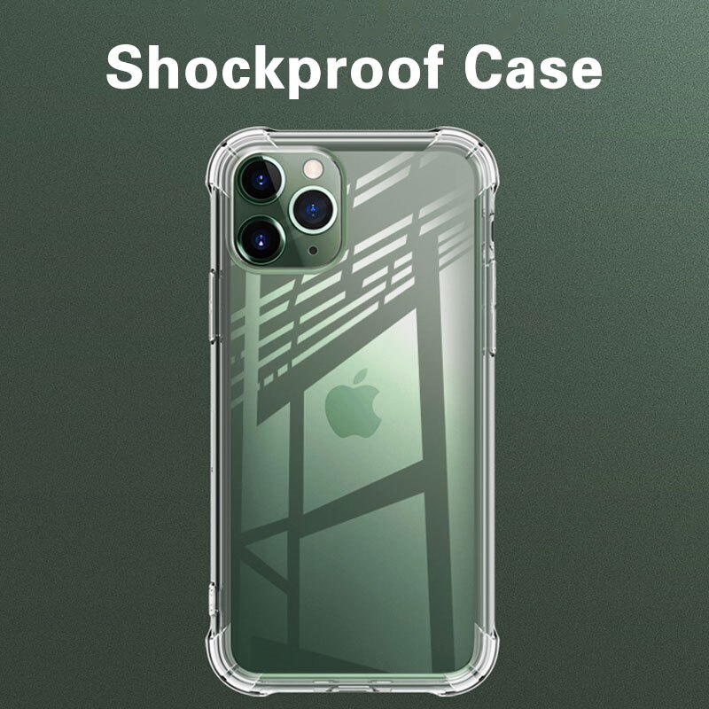 Originele Schokbestendig Siliconen Telefoon Gevallen Voor Iphone 11 Pro X Xr Xs Max 6 6S 7 8 Plus X 11 Case Transparante Bescherming Back Cover