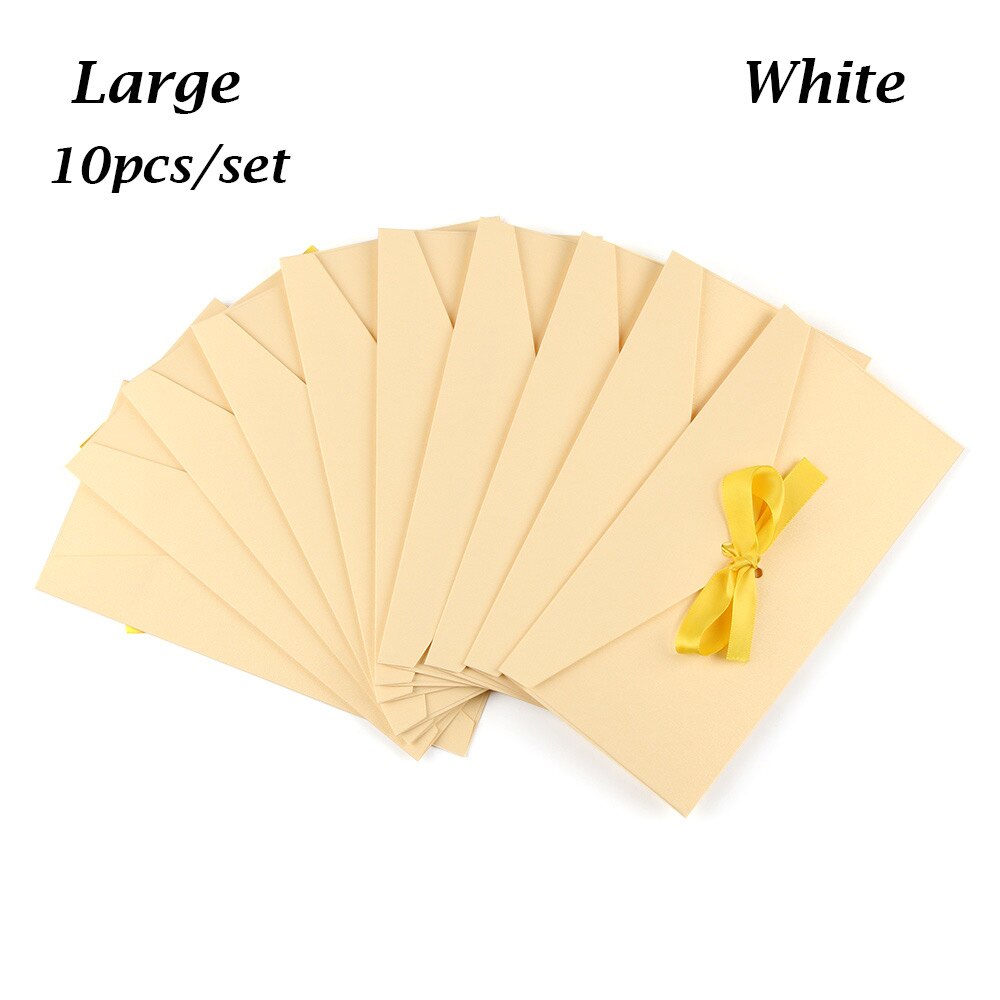 12 färger 10 st/set kuvert pärlemorskimrande papper rosett tjocka band retro färg brevpapper bröllop inbjudna: Stor ljusgul