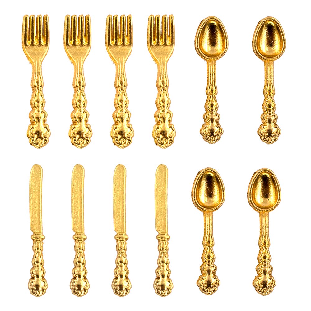 12Pcs 1/12 accessori in miniatura per casa delle bambole Mini stoviglie simulazione coltello da cucina forchetta zuppa cucchiaio giocattoli per la decorazione della casa delle bambole: B