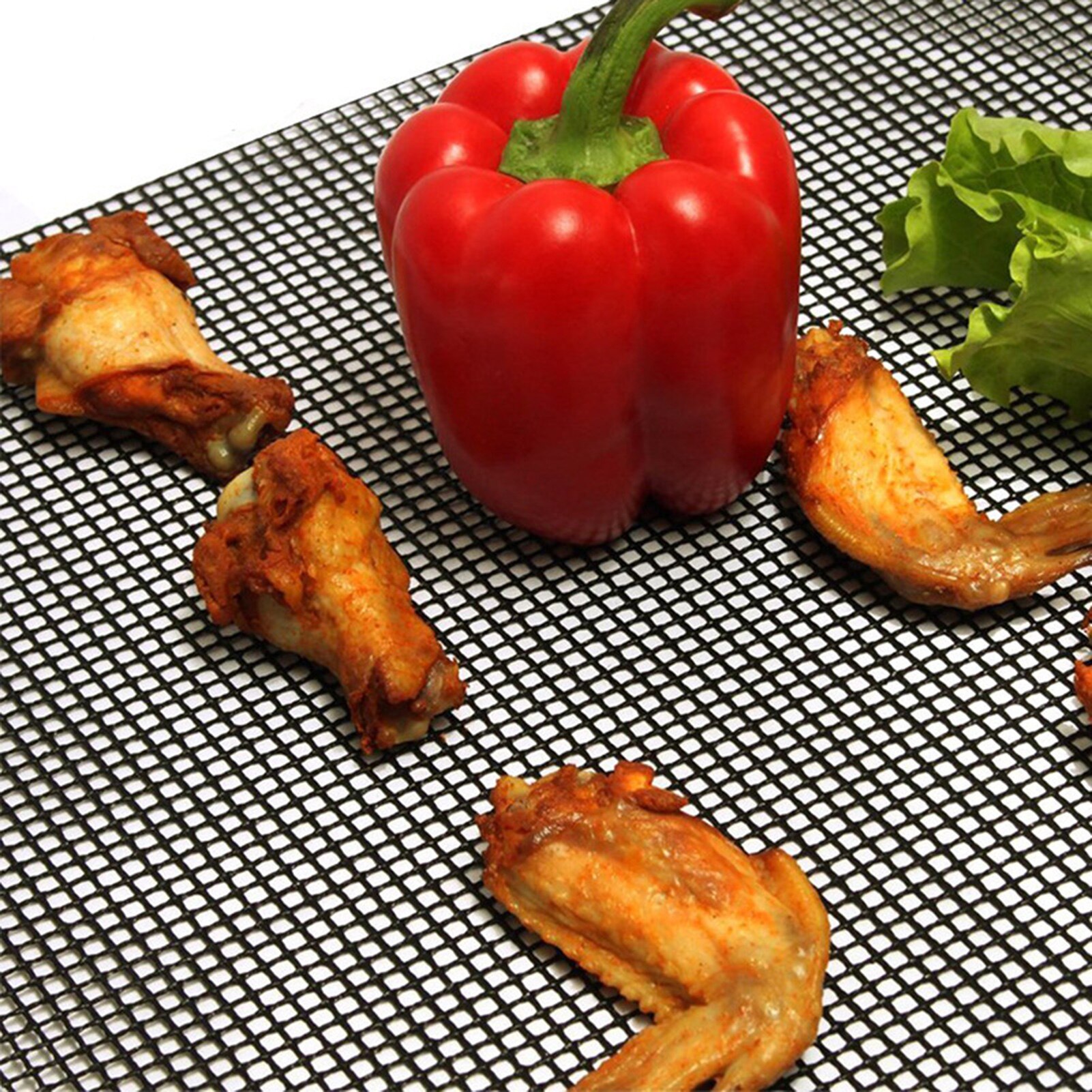 Outdoor Reusable Kitchen Cooking BBQ Grill Mesh Mat Non-stick Barbecue Liner