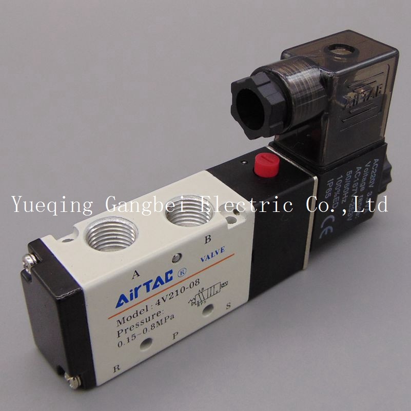 4V210-08 1/4'' Inner Guide Type 5 Way 2 Position Solenoid Valve AC110V AC220V AC380V AC24V 24V DC 12V DC