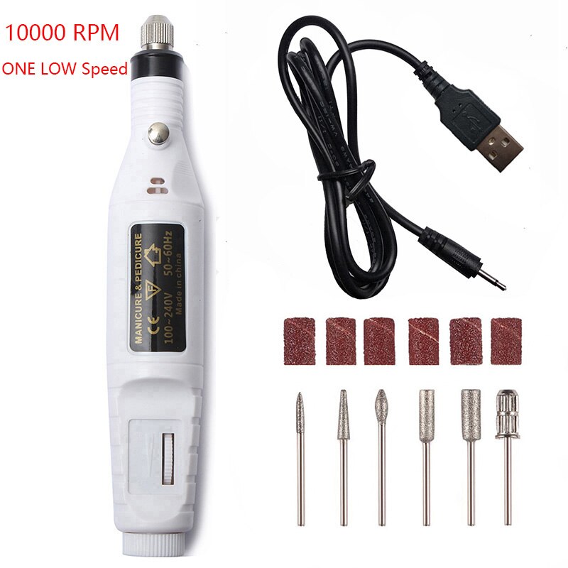 Electric Nail Drill Machine 20000RPM Salon Nail Drill Machine Manicure Drill Pedicure Portable Nail Drill Machine: 10000 set white