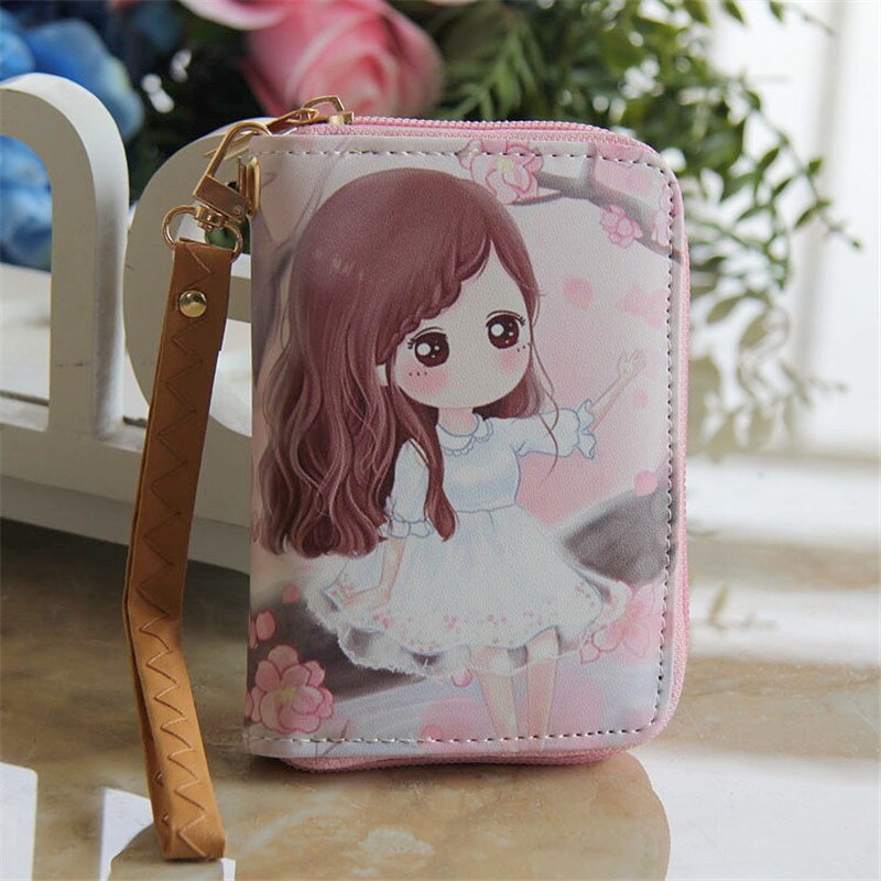 Cute Short Wallet Girl Korean Girl Purse Soft Surface PU Leather Cartoon Portable Wallet for Girls Small Coin Purse: 2