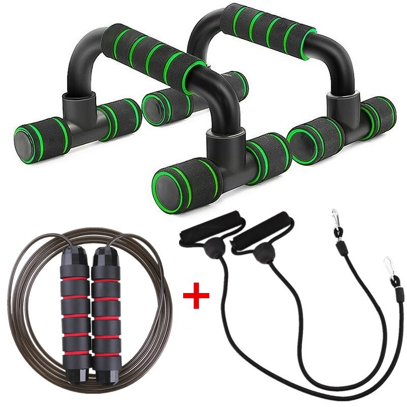 Push Up Stand Portable Fitness Equipment Rack Gym Sport Bodybuilding Exercise At Home Calisthenics Horizontal Bar Push-ups Board: Green jumpull rope
